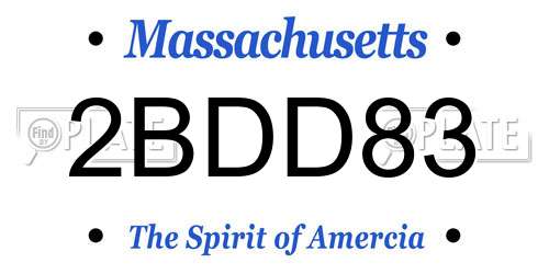 2BDD83 Massachusetts License Plate