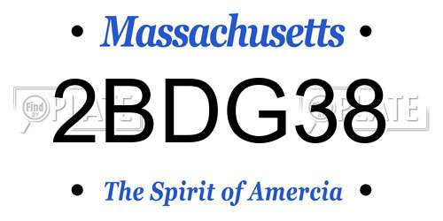 2BDG38 Massachusetts License Plate