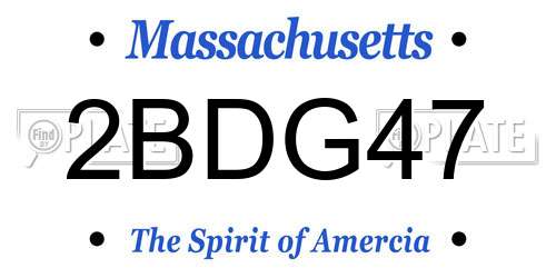 2BDG47 Massachusetts License Plate