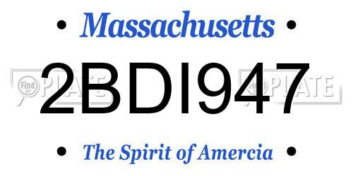 2BDI947 Massachusetts License Plate