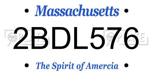 2BDL576 Massachusetts License Plate