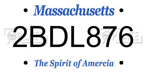 2BDL876 Massachusetts License Plate