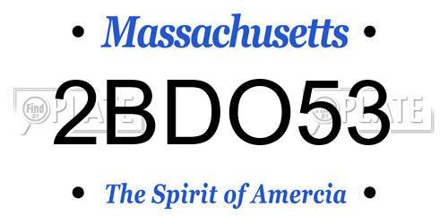 2BDO53 Massachusetts License Plate
