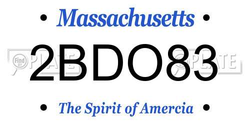 2BDO83 Massachusetts License Plate