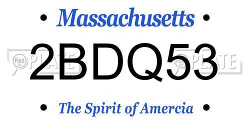 2BDQ53 Massachusetts License Plate