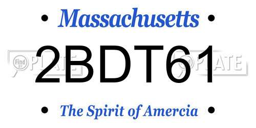 2BDT61 Massachusetts License Plate