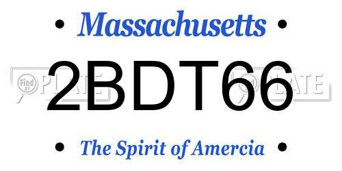 2BDT66 Massachusetts License Plate