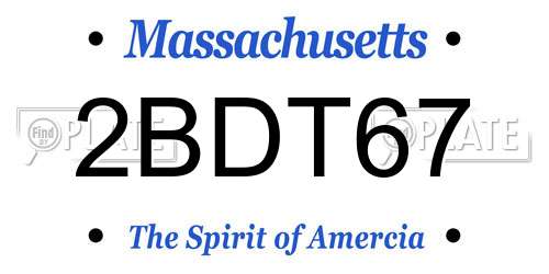 2BDT67 Massachusetts License Plate
