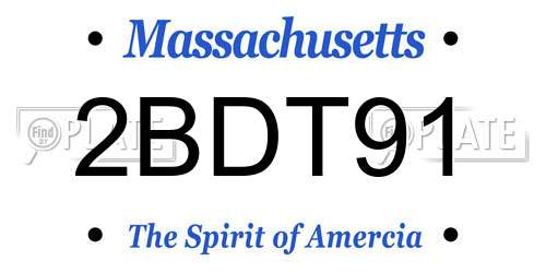 2BDT91 Massachusetts License Plate