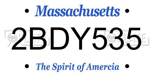2BDY535 Massachusetts License Plate