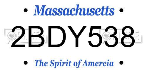 2BDY538 Massachusetts License Plate