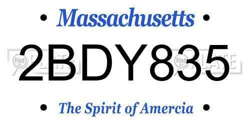 2BDY835 Massachusetts License Plate