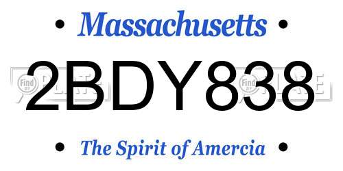 2BDY838 Massachusetts License Plate