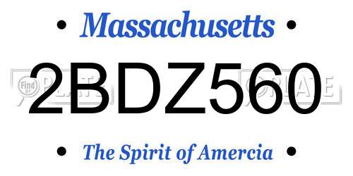 2BDZ560 Massachusetts License Plate