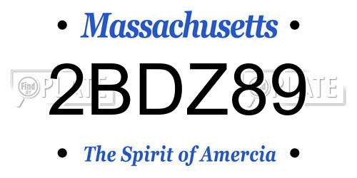 2BDZ89 Massachusetts License Plate