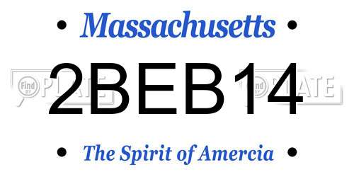 2BEB14 Massachusetts License Plate