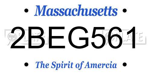 2BEG561 Massachusetts License Plate