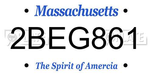 2BEG861 Massachusetts License Plate