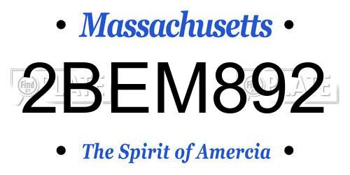 2BEM892 Massachusetts License Plate