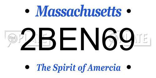 2BEN69 Massachusetts License Plate