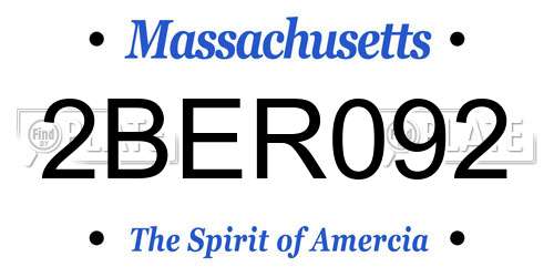 2BER092 Massachusetts License Plate