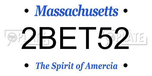 2BET52 Massachusetts License Plate