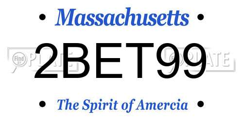 2BET99 Massachusetts License Plate