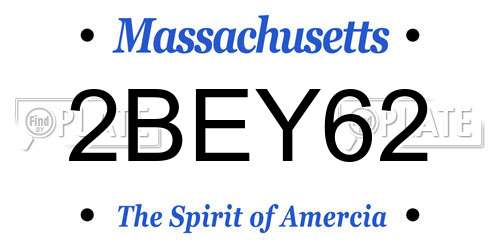 2BEY62 Massachusetts License Plate