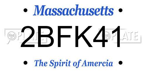 2BFK41 Massachusetts License Plate