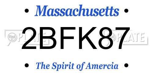 2BFK87 Massachusetts License Plate