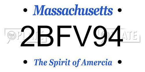 2BFV94 Massachusetts License Plate