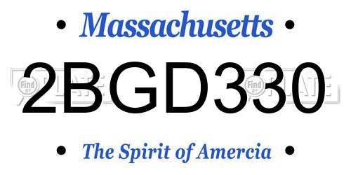 2BGD330 Massachusetts License Plate