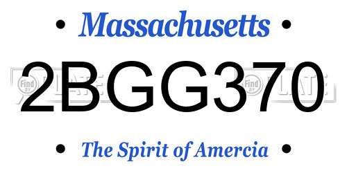 2BGG370 Massachusetts License Plate