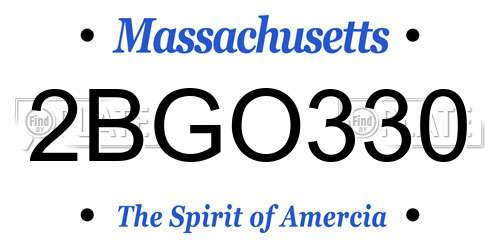 2BGO330 Massachusetts License Plate