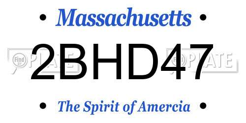 2BHD47 Massachusetts License Plate