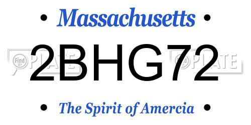 2BHG72 Massachusetts License Plate