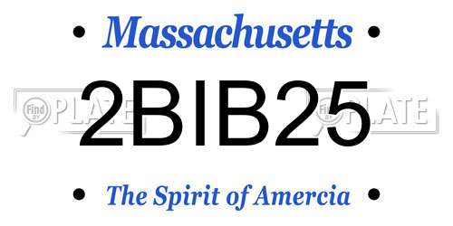 2BIB25 Massachusetts License Plate
