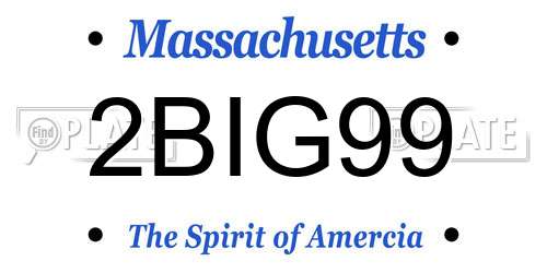 2BIG99 Massachusetts License Plate
