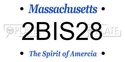 2BIS28 Massachusetts License Plate