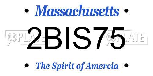 2BIS75 Massachusetts License Plate