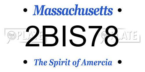2BIS78 Massachusetts License Plate