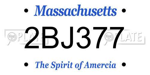 2BJ377 Massachusetts License Plate