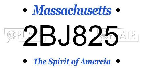 2BJ825 Massachusetts License Plate