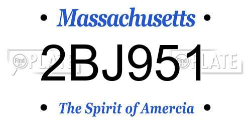 2BJ951 Massachusetts License Plate