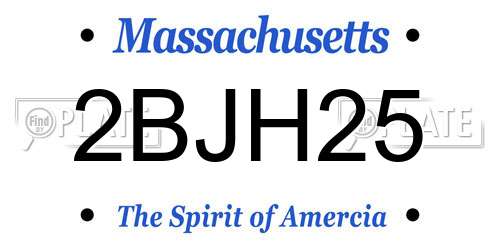 2BJH25 Massachusetts License Plate