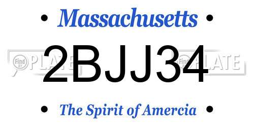 2BJJ34 Massachusetts License Plate