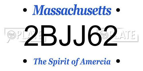 2BJJ62 Massachusetts License Plate
