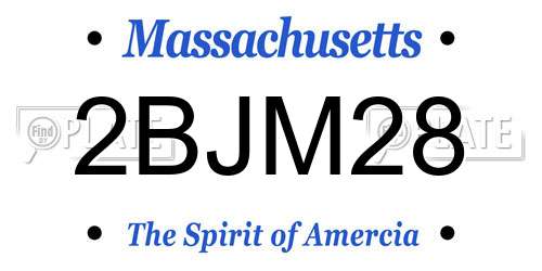2BJM28 Massachusetts License Plate