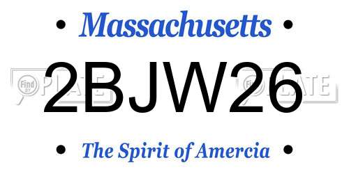 2BJW26 Massachusetts License Plate