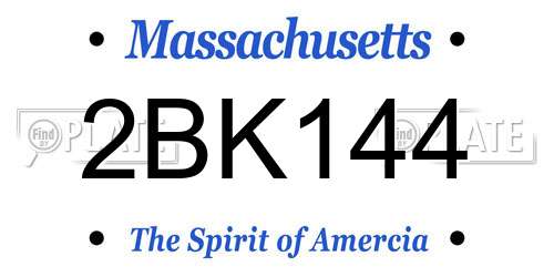 2BK144 Massachusetts License Plate